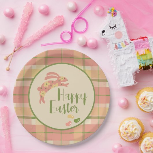 Osterhasen-Karierte Papierplatte Pappteller (Party)