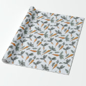Osterhasen Karotten & Blaue Streifen Geschenkpapier (Ungerollt)