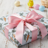 Osterhasen Karotten & Blaue Streifen Geschenkpapier