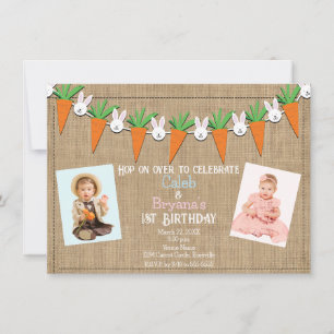 Osterhasen-Karotten-Girlande-Birthday-Party-Foto Einladung