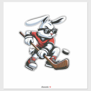 Osterhasen Kinder Jungen spielen Hockey Fröhliche  Aufkleber