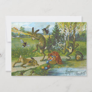 Osterhasen-Korb Buntes Ei Frosch Einladung