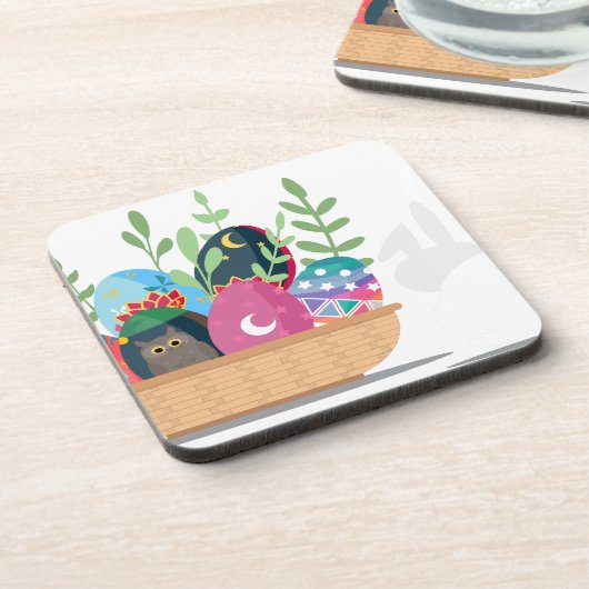 Osterhasen-Korb Getränkeuntersetzer (Linke Seite)