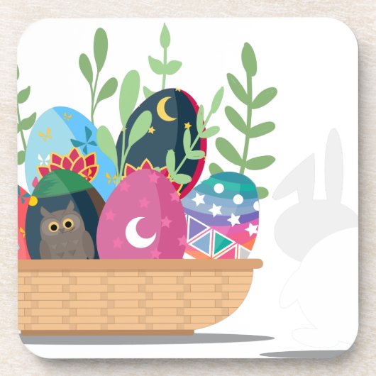 Osterhasen-Korb Getränkeuntersetzer (Vorderseite)