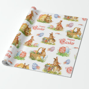 Osterhasen-Körbe im Vintage-Stil Geschenkpapier