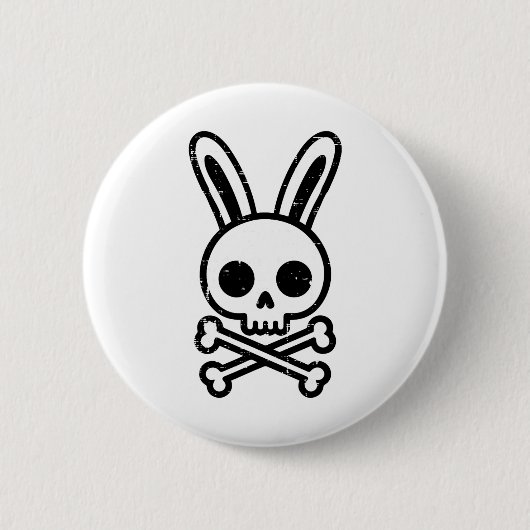 Osterhasen-Kreuzknochen Kaninchen Goth Men Boy Button (Vorderseite)