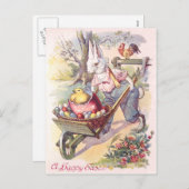 Osterhasen-Küken farbiges Ei Feiertagspostkarte (Vorne/Hinten)