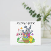 Osterhasen, Lamm und Küken-Postkarte. Postkarte (Stehend Vorderseite)