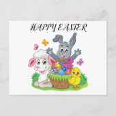Osterhasen, Lamm und Küken-Postkarte. Postkarte (Vorderseite)