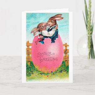 Osterhasen-Liebhaber im Vintage-Stil Karte
