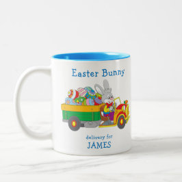 Osterhasen Lieferwagen Personalisierter Name Zweifarbige Tasse