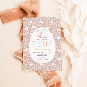 Osterhasen-Mädchen 3. Geburtstagseinladung Einladung