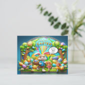 Osterhasen magisches Land Feiertagspostkarte (Stehend Vorderseite)