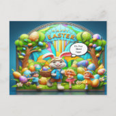 Osterhasen magisches Land Feiertagspostkarte (Vorderseite)