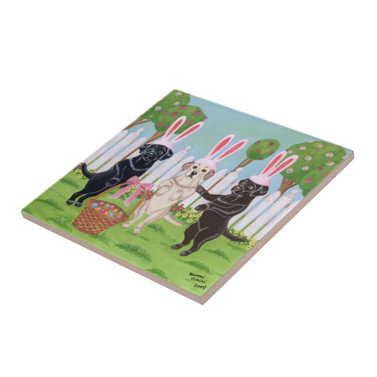 Osterhasen-Malen Labradors Fliese (Seite)