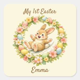 Osterhasen mein erstes Ostern Quadratischer Aufkleber