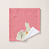 Osterhasen mit Blume - Monogramm hinzufügen Badhandtuch Set (Waschlappen)