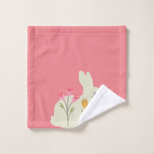 Osterhasen mit Blume - Monogramm hinzufügen Badhandtuch Set (Waschlappen)