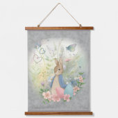 Osterhasen mit Blume Wandteppich Mit Holzrahmen (Vorderseite)