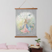 Osterhasen mit Blume Wandteppich Mit Holzrahmen (Schlafzimmer)