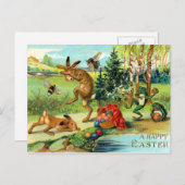 Osterhasen mit Eiern Feiertagspostkarte (Vorne/Hinten)