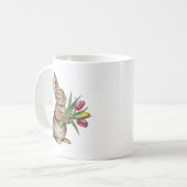 Osterhasen mit Handvoll Blume Kaffeetasse (Vorderseite Links)
