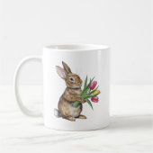 Osterhasen mit Handvoll Blume Kaffeetasse (Links)