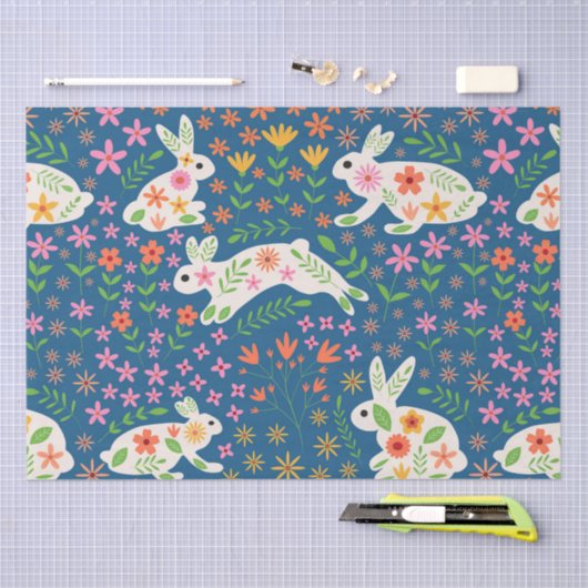 Osterhasen mit Whimsischer Blume Seidenpapier (Handwerk)