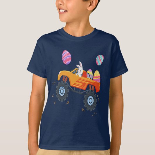 Osterhasen Monster LKW Niedliche Jungen Kinder T-Shirt (Vorderseite)