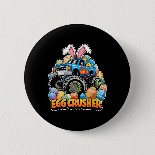 Osterhasen-Monstertruck-Eierzerstörer Lustiger Ost Button (Vorderseite)