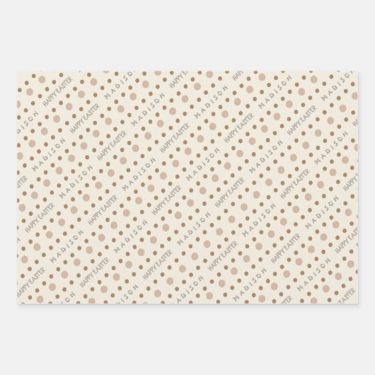 Osterhasen-Neutralpolka-Dot Personalisiert Geschenkpapier Set (Vorderseite 3)