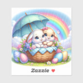 Osterhasen Niedliche Blumenaufkleber in Frühlingsf Aufkleber (Blatt)