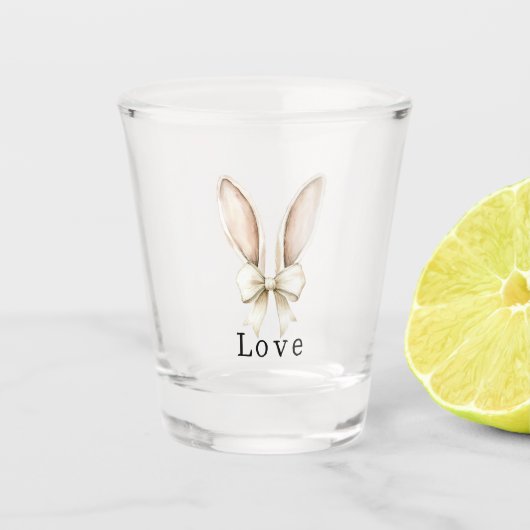 Osterhasen-Ohren-Bogen-Liebe Schnapsglas (Vorderseite)