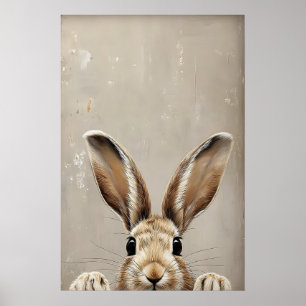 Osterhasen-Ohren-Druck, Vintage-Rustikal-Kaninchen Poster