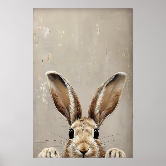 Osterhasen-Ohren-Druck, Vintage-Rustikal-Kaninchen Poster (Vorne)
