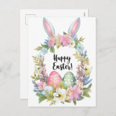 Osterhasen-Ohren mit Eiern Feiertagspostkarte (Vorne/Hinten)