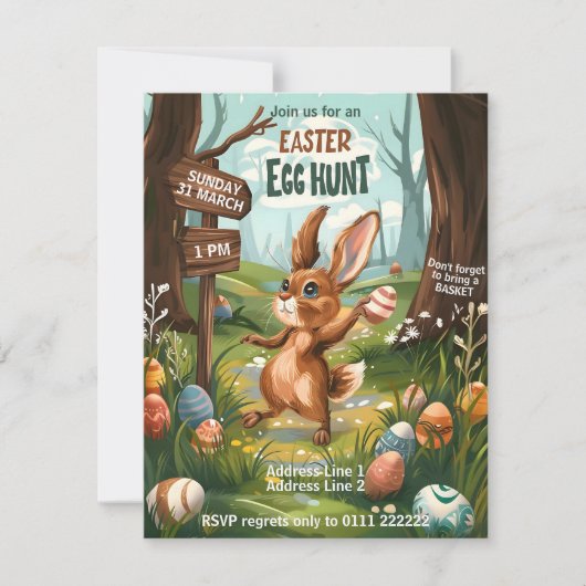 Osterhasen - Ostereier - Einladung (Vorderseite)