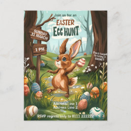 Osterhasen - Ostereier - Einladung Postkarte