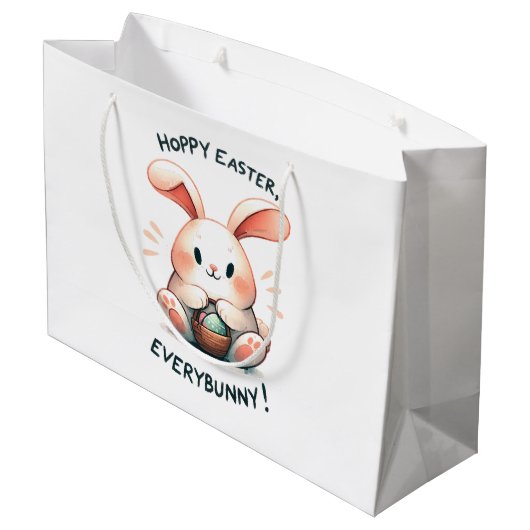 Osterhasen Ostern, Jedermann! Große Geschenktüte (Rückseite Schrägansicht)