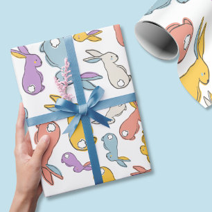 Osterhasen-Ostern-Pastell-Handgezeichnetes Verpack Geschenkpapier