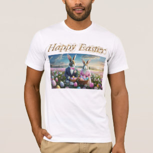 Osterhasen-Paar mit Ostereiern Happy Oster T-Shirt