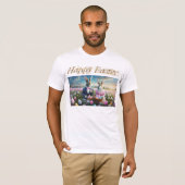 Osterhasen-Paar mit Ostereiern Happy Oster T-Shirt (Vorne ganz)