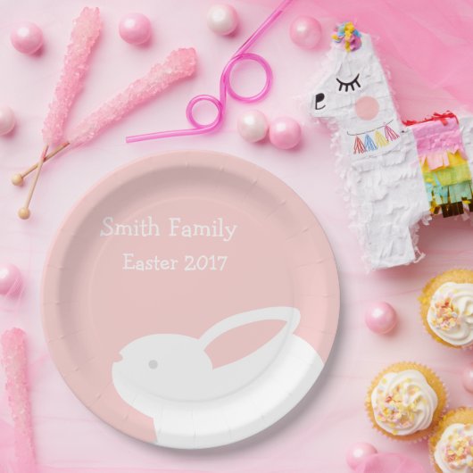 Osterhasen-Papier-Rosa-Papier-Teller mit Ihrem Pappteller (Party)