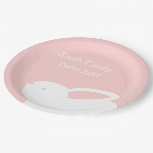 Osterhasen-Papier-Rosa-Papier-Teller mit Ihrem Pappteller (Schrägansicht)