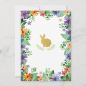 Osterhasen-Party Aquarell Blumengold Einladung (Rückseite)