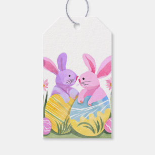 Osterhasen Pastell-Wasserfarbe Geschenkanhänger