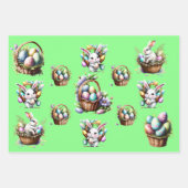 Osterhasen-Pastelleier Korb Geschenkpapier Set (Vorderseite 3)