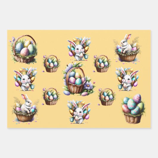 Osterhasen-Pastelleier Korb Geschenkpapier Set (Vorderseite 2)