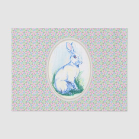 Osterhasen-Pastellfarben auf Blumenmuster des Früh Seidenpapier (Vorderseite)