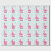 Osterhasen Rabbit Daisies Pink Aqua Personalisiert Geschenkpapier (Flach)